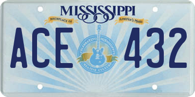MS license plate ACE432