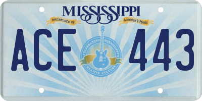 MS license plate ACE443