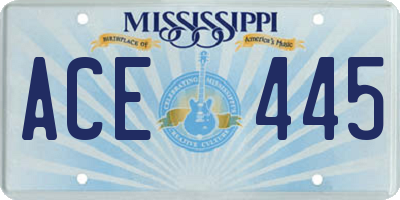 MS license plate ACE445