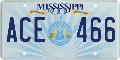 MS license plate ACE466
