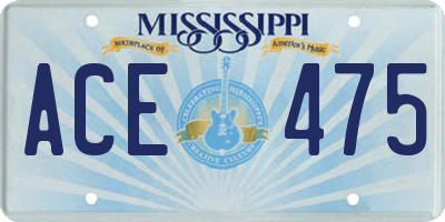 MS license plate ACE475
