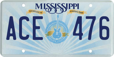 MS license plate ACE476