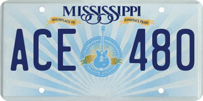 MS license plate ACE480