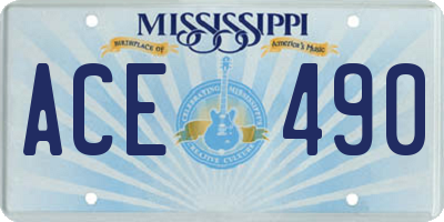 MS license plate ACE490