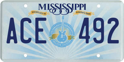 MS license plate ACE492