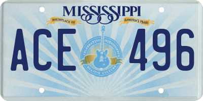 MS license plate ACE496