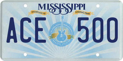 MS license plate ACE500