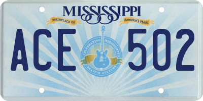 MS license plate ACE502