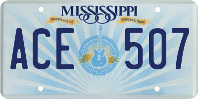 MS license plate ACE507