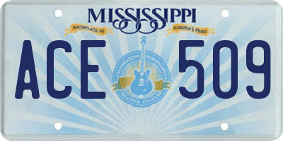 MS license plate ACE509