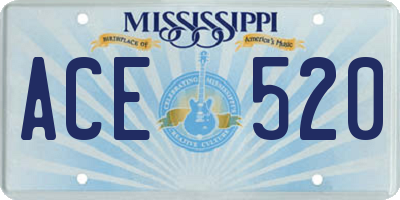 MS license plate ACE520