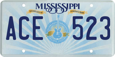 MS license plate ACE523