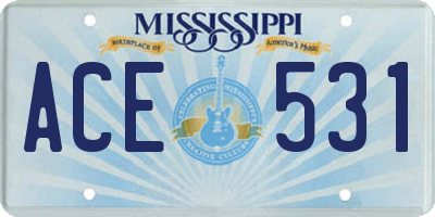 MS license plate ACE531