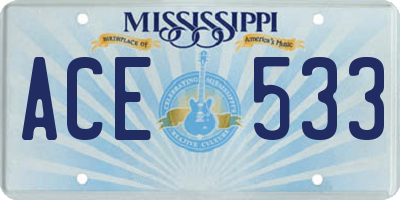 MS license plate ACE533
