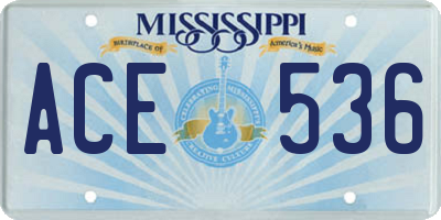 MS license plate ACE536