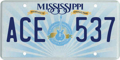 MS license plate ACE537