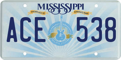 MS license plate ACE538