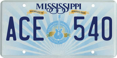 MS license plate ACE540