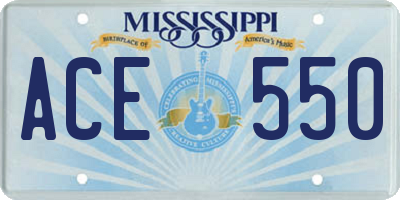 MS license plate ACE550