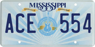 MS license plate ACE554