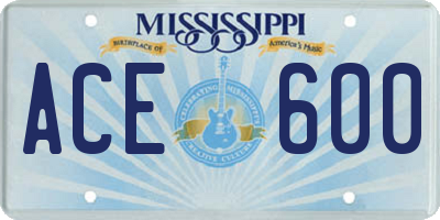 MS license plate ACE600
