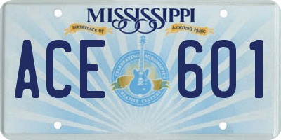 MS license plate ACE601