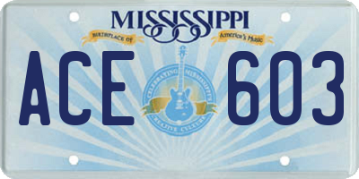 MS license plate ACE603