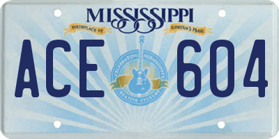 MS license plate ACE604