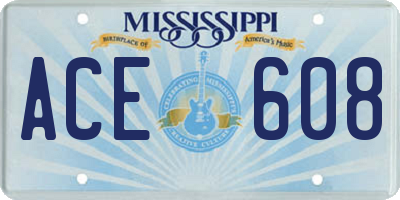 MS license plate ACE608