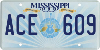 MS license plate ACE609