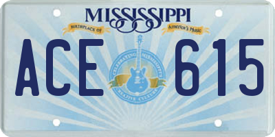 MS license plate ACE615