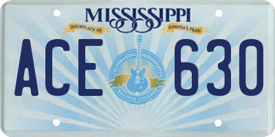 MS license plate ACE630