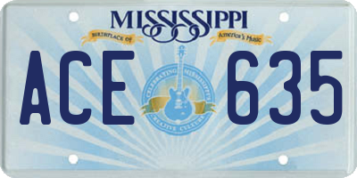 MS license plate ACE635