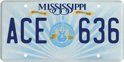 MS license plate ACE636