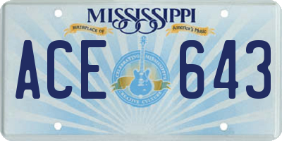 MS license plate ACE643