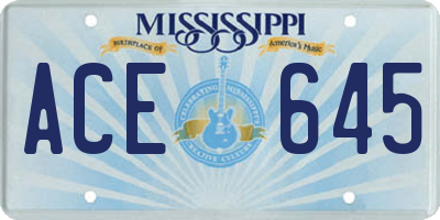 MS license plate ACE645