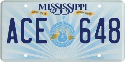 MS license plate ACE648