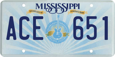 MS license plate ACE651
