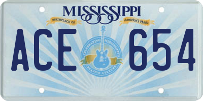 MS license plate ACE654