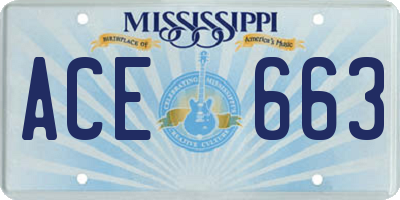 MS license plate ACE663