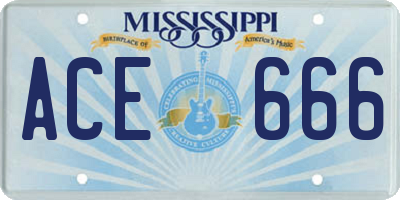 MS license plate ACE666