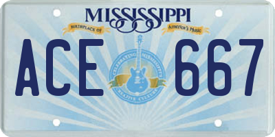 MS license plate ACE667