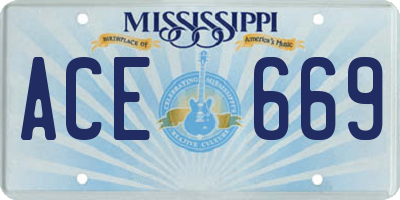 MS license plate ACE669