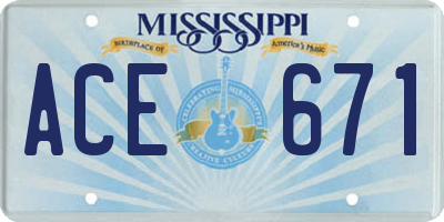 MS license plate ACE671