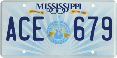 MS license plate ACE679