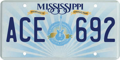 MS license plate ACE692