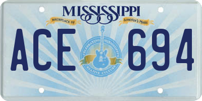 MS license plate ACE694