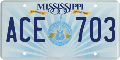 MS license plate ACE703