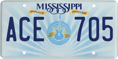 MS license plate ACE705