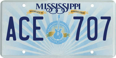MS license plate ACE707
